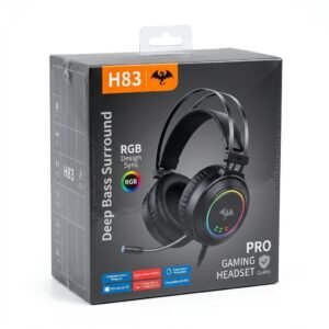 H83 Pro Gaming Headset – Deep Bass Surround Sound with RGB Lights & Mic