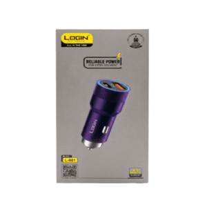 Login 45W Fast Car Charger – Dual USB & Type-C PD,